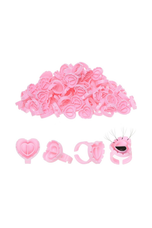 Pink Heart Glue RIngs (Pack of 100)